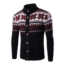Load image into Gallery viewer, Mens Cardigan Sweaters Autumn Warm Christmas Sweater Men Fashion Printed Jacket Coat Casual Stand Collar Knitting