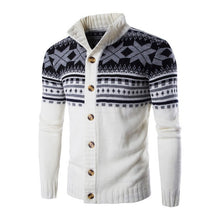 Load image into Gallery viewer, Mens Cardigan Sweaters Autumn Warm Christmas Sweater Men Fashion Printed Jacket Coat Casual Stand Collar Knitting