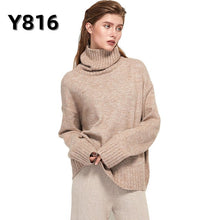 Load image into Gallery viewer, Aachoae Autumn Winter Women Knitted Turtleneck Cashmere Sweater 2020 Casual Basic Pullover Jumper Batwing Long Sleeve Loose Tops
