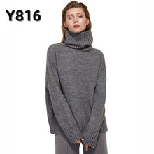 Load image into Gallery viewer, Aachoae Autumn Winter Women Knitted Turtleneck Cashmere Sweater 2020 Casual Basic Pullover Jumper Batwing Long Sleeve Loose Tops
