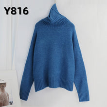 Load image into Gallery viewer, Aachoae Autumn Winter Women Knitted Turtleneck Cashmere Sweater 2020 Casual Basic Pullover Jumper Batwing Long Sleeve Loose Tops