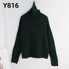 Load image into Gallery viewer, Aachoae Autumn Winter Women Knitted Turtleneck Cashmere Sweater 2020 Casual Basic Pullover Jumper Batwing Long Sleeve Loose Tops