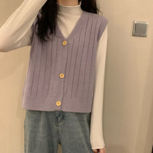 Load image into Gallery viewer, Vintage V-neck Knitted Vest Sweater Women Sleeveless Pullover Elasticity Sweater Loose Female Casual Oversized Knitted Vest 2020