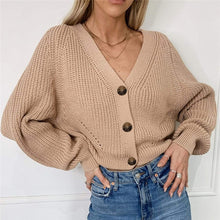 Load image into Gallery viewer, Women Knitted Cardigan 2020 Autumn Sexy V-Neck Batwing Sleeve Button Oversized Sweater Casual Loose Solid Female Cardigan Tops