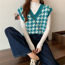 Load image into Gallery viewer, Vintage V-neck Knitted Vest Sweater Women Sleeveless Pullover Elasticity Sweater Loose Female Casual Oversized Knitted Vest 2020