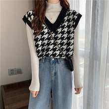 Load image into Gallery viewer, Vintage V-neck Knitted Vest Sweater Women Sleeveless Pullover Elasticity Sweater Loose Female Casual Oversized Knitted Vest 2020