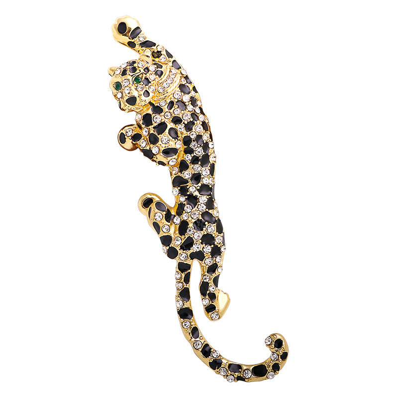 Fashion European And American Style Leopard Accessories Corsage Unisex Brooch Diamond Brooch Jewelry Pin Alloy Accessories