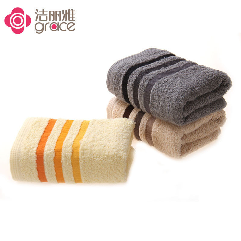 Grace Pure Cotton Simple Striped Towel Soft and Comfortable Face Towel T167 Gray 76*34CM