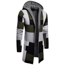 Load image into Gallery viewer, Men  foreign trade stripe color matching Jackets long style cardigan Outerwear sweater male Button drop shipfashion top coats
