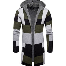 Load image into Gallery viewer, Men  foreign trade stripe color matching Jackets long style cardigan Outerwear sweater male Button drop shipfashion top coats
