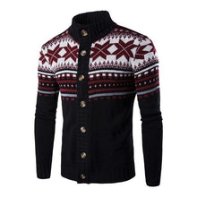 Load image into Gallery viewer, Mens Cardigan Sweaters Autumn Warm Christmas Sweater Men Fashion Printed Jacket Coat Casual Stand Collar Knitting
