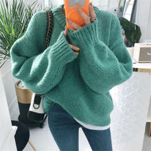 Load image into Gallery viewer, Aachoae Sweater Women 2020 Autumn Winter Solid O Neck Pullover Sweaters Korean Style Knitted Long Sleeve Jumpers Casual Tops
