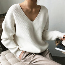 Load image into Gallery viewer, Colorfaith 2020 Autumn Winter Women&#39;s Knitwear sexy V-Neck Minimalist Tops Korean Irregular Hem Knitted Casual Sweaters SW8112
