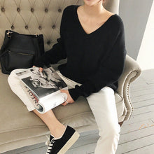 Load image into Gallery viewer, Colorfaith 2020 Autumn Winter Women&#39;s Knitwear sexy V-Neck Minimalist Tops Korean Irregular Hem Knitted Casual Sweaters SW8112
