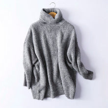 Load image into Gallery viewer, BIAORUINA Women Oversize Basic Knitted Turtleneck Sweater Female Solid Turtleneck Collar Pullovers Warm 2020 New Arrival
