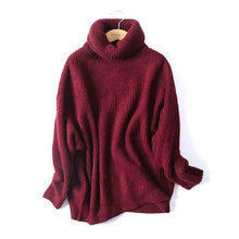 Load image into Gallery viewer, BIAORUINA Women Oversize Basic Knitted Turtleneck Sweater Female Solid Turtleneck Collar Pullovers Warm 2020 New Arrival
