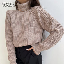 Load image into Gallery viewer, FSDA Turtleneck Women Sweater Women Khaki Long Sleeve Pullover 2020 Autumn Winter Casual Pink Jumper Loose Sweaters Oversized
