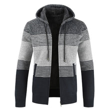 Load image into Gallery viewer, Luulla Sweater Coat Men 2020 Spring Thick Warm Hooded Cardigan Jumpers Jacket Men Striped Cashmere Wool Liner Zipper Fleece Coat
