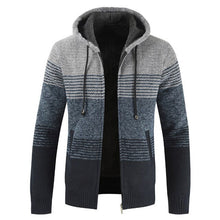 Load image into Gallery viewer, Luulla Sweater Coat Men 2020 Spring Thick Warm Hooded Cardigan Jumpers Jacket Men Striped Cashmere Wool Liner Zipper Fleece Coat
