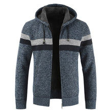 Load image into Gallery viewer, Luulla Sweater Coat Men 2020 Spring Thick Warm Hooded Cardigan Jumpers Jacket Men Striped Cashmere Wool Liner Zipper Fleece Coat
