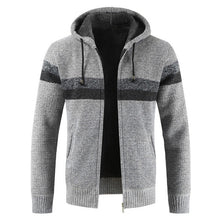 Load image into Gallery viewer, Luulla Sweater Coat Men 2020 Spring Thick Warm Hooded Cardigan Jumpers Jacket Men Striped Cashmere Wool Liner Zipper Fleece Coat
