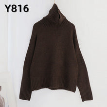 Load image into Gallery viewer, Aachoae Autumn Winter Women Knitted Turtleneck Cashmere Sweater 2020 Casual Basic Pullover Jumper Batwing Long Sleeve Loose Tops
