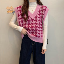Load image into Gallery viewer, Vintage V-neck Knitted Vest Sweater Women Sleeveless Pullover Elasticity Sweater Loose Female Casual Oversized Knitted Vest 2020

