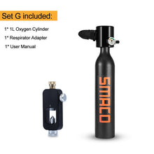 Load image into Gallery viewer, Mini Scuba Oxygen Cylinder Air Tanks Diving Equipment for Snorkeling Underwater Breathing Adapter Valve Head Mouthpiece
