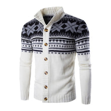 Load image into Gallery viewer, Mens Cardigan Sweaters Autumn Warm Christmas Sweater Men Fashion Printed Jacket Coat Casual Stand Collar Knitting
